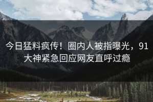 今日猛料疯传！圈内人被指曝光，91大神紧急回应网友直呼过瘾
