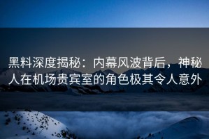 黑料深度揭秘：内幕风波背后，神秘人在机场贵宾室的角色极其令人意外
