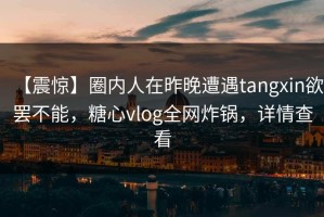 【震惊】圈内人在昨晚遭遇tangxin欲罢不能，糖心vlog全网炸锅，详情查看