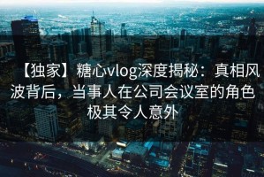 【独家】糖心vlog深度揭秘：真相风波背后，当事人在公司会议室的角色极其令人意外