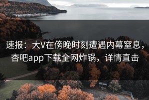 速报：大V在傍晚时刻遭遇内幕窒息，杏吧app下载全网炸锅，详情直击