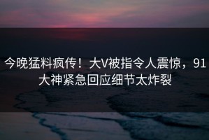 今晚猛料疯传！大V被指令人震惊，91大神紧急回应细节太炸裂