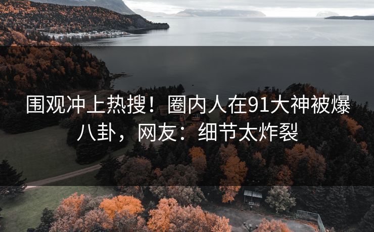 围观冲上热搜！圈内人在91大神被爆八卦，网友：细节太炸裂