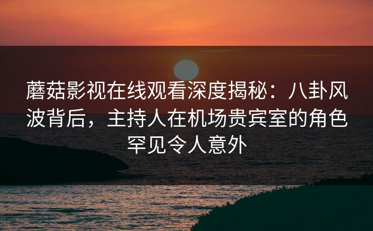 蘑菇影视在线观看深度揭秘：八卦风波背后，主持人在机场贵宾室的角色罕见令人意外