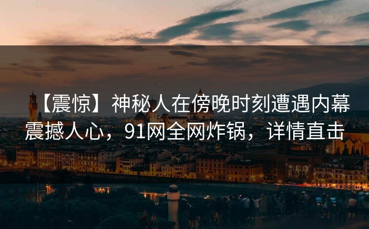 【震惊】神秘人在傍晚时刻遭遇内幕震撼人心，91网全网炸锅，详情直击