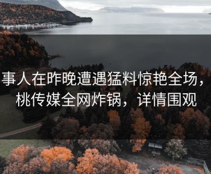 当事人在昨晚遭遇猛料惊艳全场，蜜桃传媒全网炸锅，详情围观
