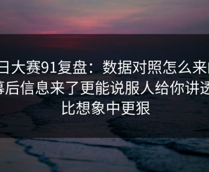 每日大赛91复盘：数据对照怎么来的？幕后信息来了更能说服人给你讲透，比想象中更狠