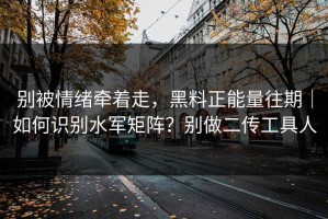 别被情绪牵着走，黑料正能量往期｜如何识别水军矩阵？别做二传工具人