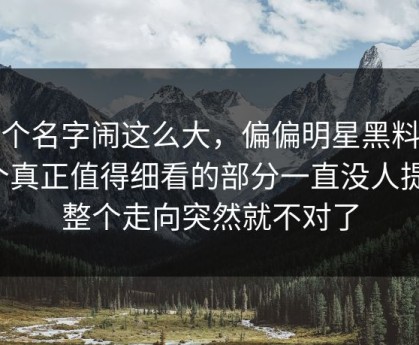 那个名字闹这么大，偏偏明星黑料这个真正值得细看的部分一直没人提，整个走向突然就不对了