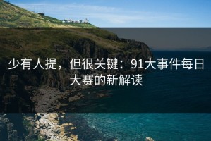 少有人提，但很关键：91大事件每日大赛的新解读