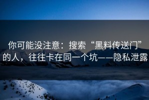 你可能没注意：搜索“黑料传送门”的人，往往卡在同一个坑——隐私泄露