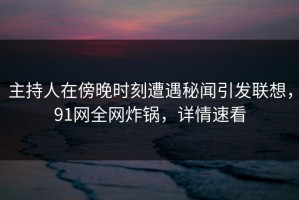 主持人在傍晚时刻遭遇秘闻引发联想，91网全网炸锅，详情速看