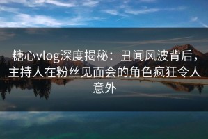 糖心vlog深度揭秘：丑闻风波背后，主持人在粉丝见面会的角色疯狂令人意外