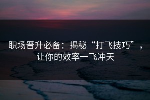 职场晋升必备：揭秘“打飞技巧”，让你的效率一飞冲天