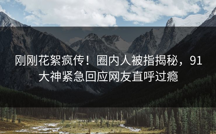 刚刚花絮疯传！圈内人被指揭秘，91大神紧急回应网友直呼过瘾