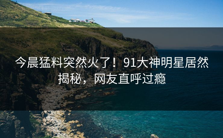 今晨猛料突然火了！91大神明星居然揭秘，网友直呼过瘾